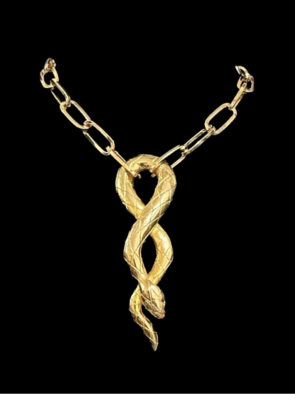 Textured Gold Snake Pendant Necklace for Women